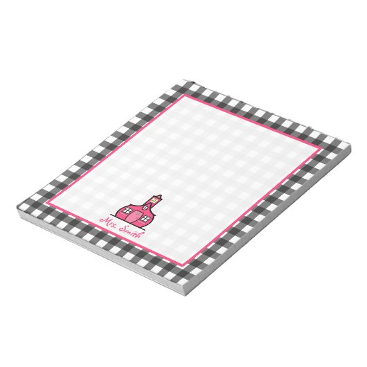 Gray Gingham Teacher Notitieblok (Linkerzijde)