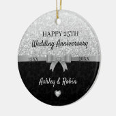 Gray Glitter And Black Damask Keramisch Ornament (Links)