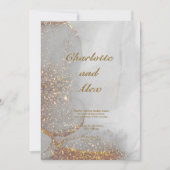 Gray Glitter Chic Alcohol Ink Wedding Invitation Kaart (Voorkant)
