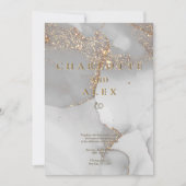 Gray Glitter Chic Alcohol Ink Wedding Invitation Kaart (Voorkant)