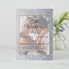 Gray Glitter Elegant Vellum Wedding Invitation Kaart