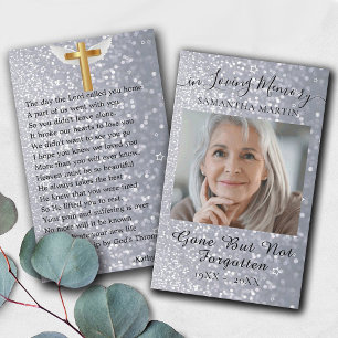 Gray Glitter Funeral Memorial Prayer Visitekaartje
