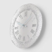 Gray Glitter Gray Silver Roman Numbers Elegant Grote Klok (Hoek)