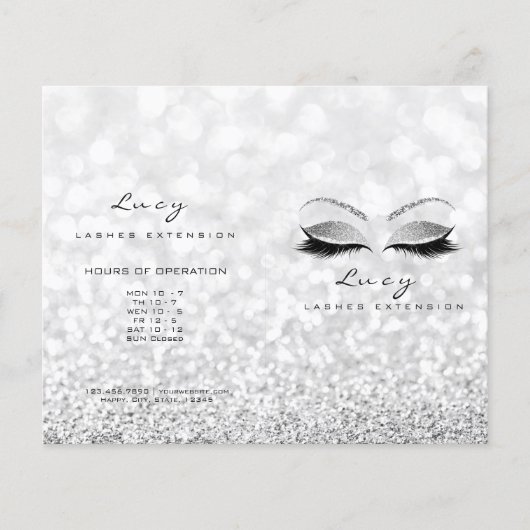 Gray Glitter Makeup Eye Lash Prijs Gray Flyer (Voorkant)