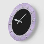 Gray Glitter Silver Grey Black Metal Lavender Grote Klok (Hoek)