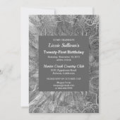 Gray Glitzy Birthday Uitnodiging (Voorkant)