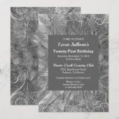 Gray Glitzy Birthday Uitnodiging (Voorkant / Achterkant)