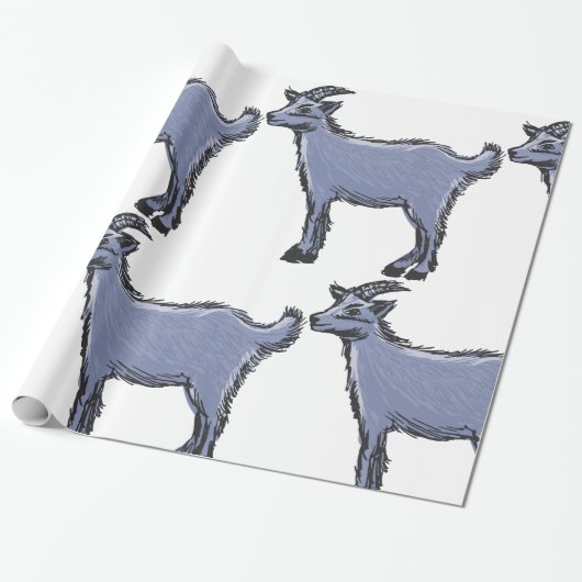 Gray Goat Sketch Cadeaupapier (Uitgerold)