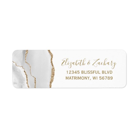 Gray Gold Agate Wedding Return Label (Voorkant)
