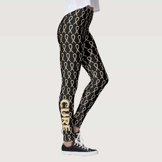 Gray & Gold Awareness Ribbon Hope & Cure Leggings (Rechts)