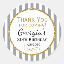 Gray Gold Birthday - Bedankt dat je een grijze avo Ronde Sticker