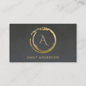 GRAY GOLD BRUSH STROKE STAIN CIRCLE LOGO MONOGRAM VISITEKAARTJE (Voorkant)