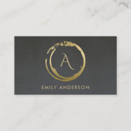 GRAY GOLD BRUSH STROKE STAIN CIRCLE LOGO MONOGRAM VISITEKAARTJE