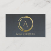 GRAY GOLD BRUSH STROKE STAIN CIRCLE LOGO MONOGRAM VISITEKAARTJE (Voorkant)
