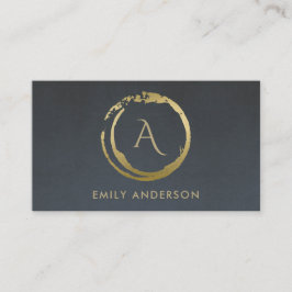 GRAY GOLD BRUSH STROKE STAIN CIRCLE LOGO MONOGRAM VISITEKAARTJE