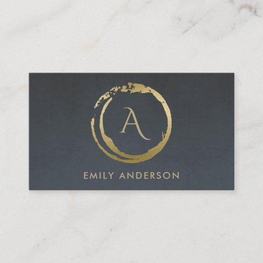 GRAY GOLD BRUSH STROKE STAIN CIRCLE LOGO MONOGRAM VISITEKAARTJE (Voorkant)