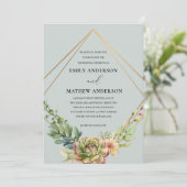 GRAY GOLD DESERT SUCCULENT CACTI FOLIAGE WEDDING KAART (Staand voorkant)