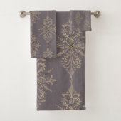 GRAY GOLD ELABORATE BATHROOM TOWEL SET BAD HANDDOEK (Insitu)