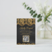 Gray Gold Foil Lace QR Code RSVP Weddenschap Websi Informatiekaartje (Staand voorkant)