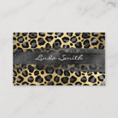 Gray Gold Foil Leopard Bruske Visitekaartje (Voorkant)