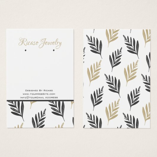 Gray Gold Leaf Pattern verdient achtergrondinforma Visitekaartje (Voorkant /achterkant)