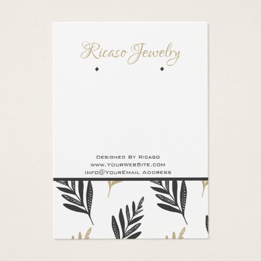 Gray Gold Leaf Pattern verdient achtergrondinforma Visitekaartje (Voorkant)