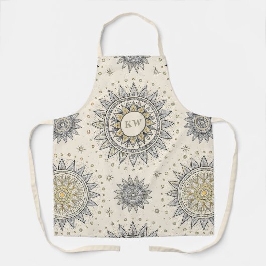 Gray Gold Mandala Pattern Monogram Schort (Voorkant)