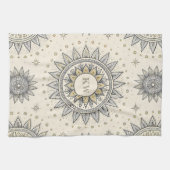 Gray Gold Mandala Pattern Monogram Theedoek (Horizontaal)