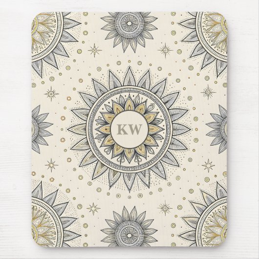 Gray Gold Mandala Pattern Muismat (Voorkant)