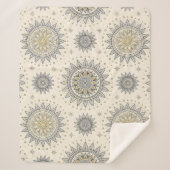 Gray Gold Mandala Pattern Sherpa Deken (Voorkant)