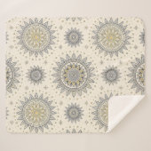 Gray Gold Mandala Pattern Sherpa Deken (Voorkant (horizontaal))