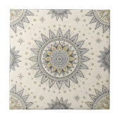 Gray Gold Mandala Pattern Tegeltje (Voorkant)