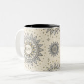 Gray Gold Mandala Pattern Tweekleurige Koffiemok (Voorkant links)