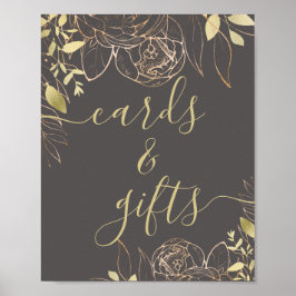 Gray & Gold Modern Floral Cards & Gifts Poster