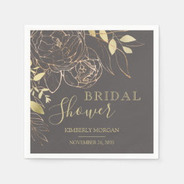 Gray & Gold Modern Floral Vrijgezellenfeest Napkin Servet