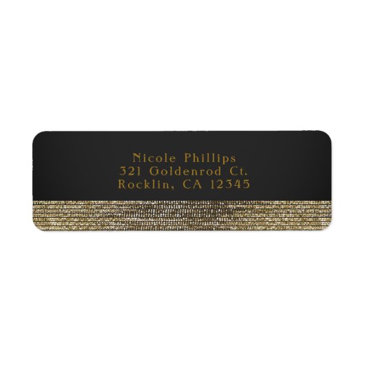 Gray & Gold Modern Glam Sequins Chic Invitation Etiket (Voorkant)