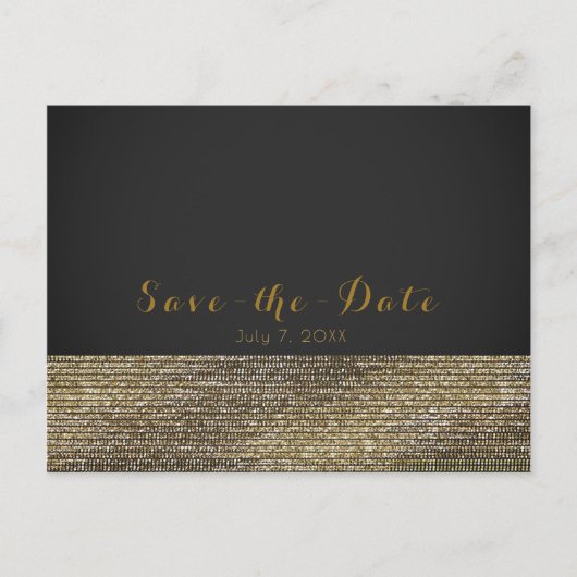 Gray & Gold Modern Glam Sequins Chic Save the Date Aankondigingskaart (Voorkant)