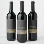 Gray & Gold Modern Glam Sequins Chic Wine Labels Wijn Etiket (Flessen)