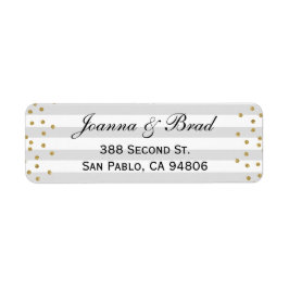 Gray Gold Modern Wedding Couple Return Address Etiket