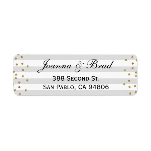 Gray Gold Modern Wedding Couple Return Address Etiket (Voorkant)
