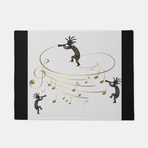 Gray Gold Music Note Kokopelli Rug Deurmat