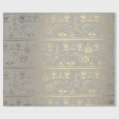 Gray Gold Papyrus Antiek Egyptisch Floral Lotus Cadeaupapier (Vlak)