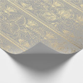 Gray Gold Papyrus Antiek Egyptisch Floral Lotus Cadeaupapier (Hoek)
