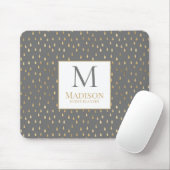 Gray Gold Raindrop Modern Trendy Monogram Muismat (Met muis)