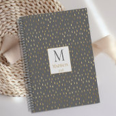 Gray Gold Raindrop Modern Trendy Monogram Planner