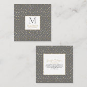 Gray Gold Raindrop Modern Trendy Monogram Vierkante Visitekaartje (Voorkant / Achterkant)