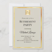 Gray gold retirement party business logo kaart (Voorkant)