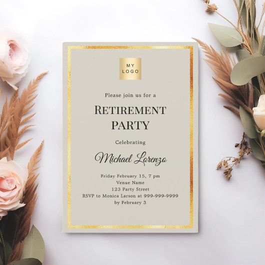 Gray gold retirement party business logo kaart