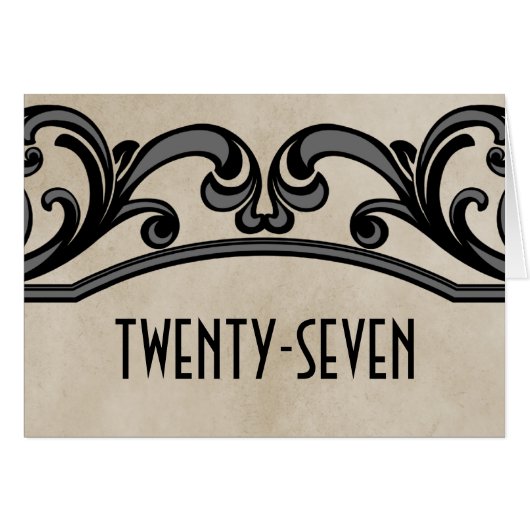 Gray Gothic Swirls Table Number Kaart (Voorkant Horizontaal)