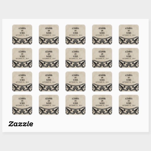 Gray Gothic Swirls Wedding Stickers (Vel)